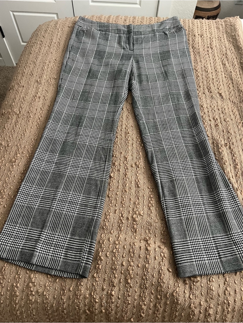 Worthington Black & White Plaid Boot-Cut Pants
